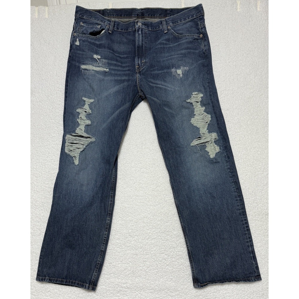 Levis 569 Straight Leg Blue Denim Jeans Mens 40x31 100% Cotton Distressed